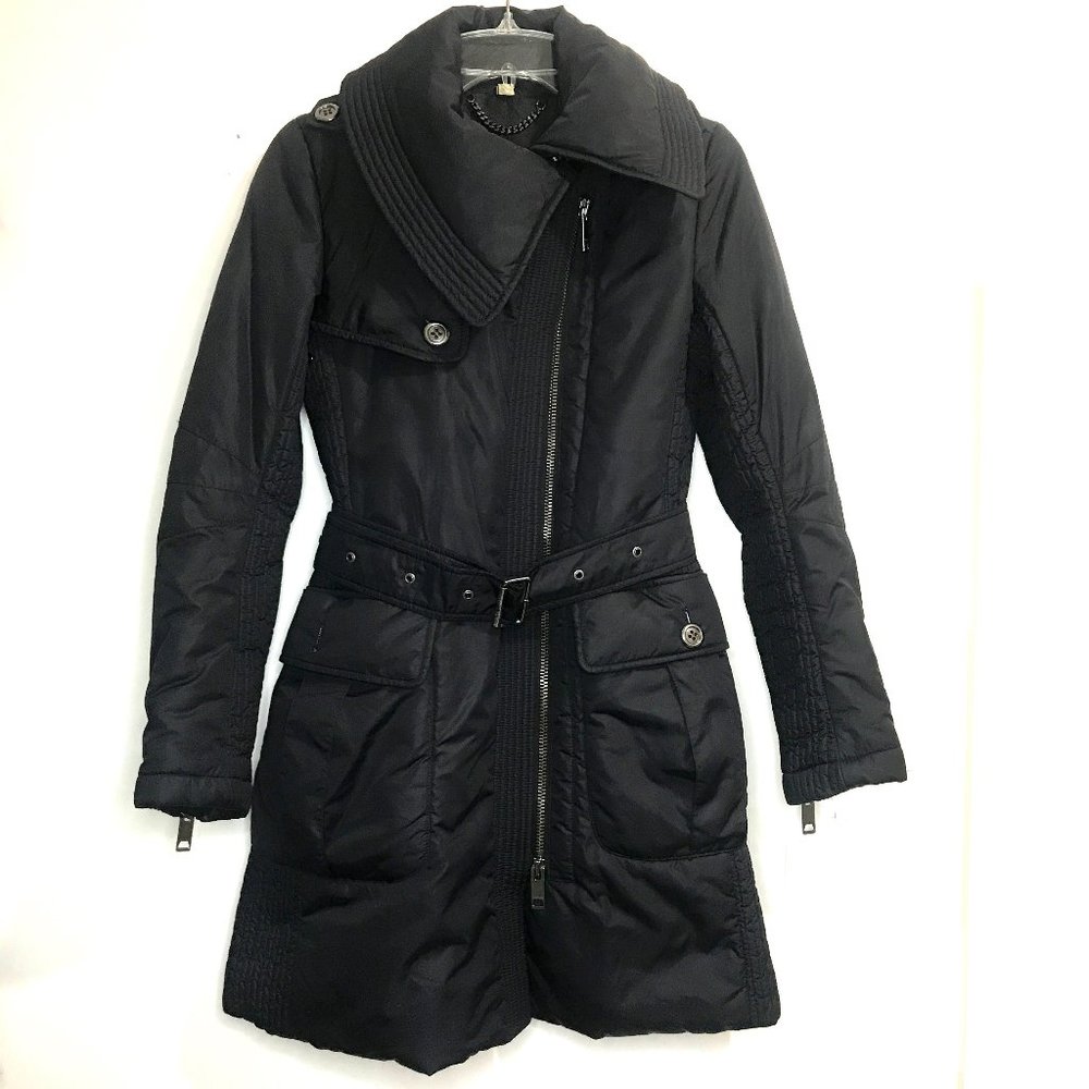 Burberry Puffer Trench Coat Black Made in Canada Sz 4